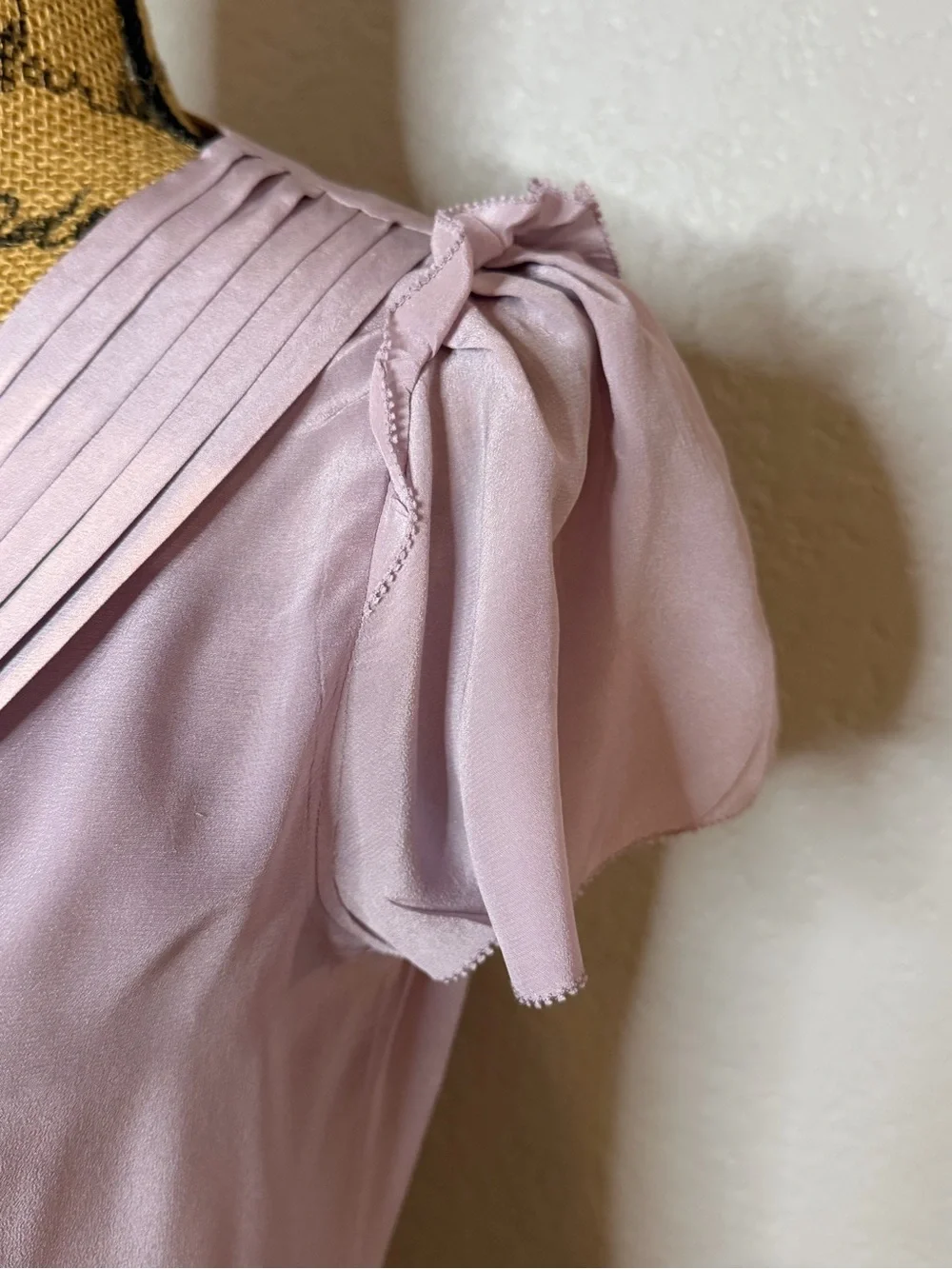 Banana Republic Silk Light Lilac Pleated Button-Front Blouse